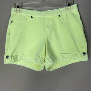 HUE neon green soft pull on shorts size small vacation summer travel beach